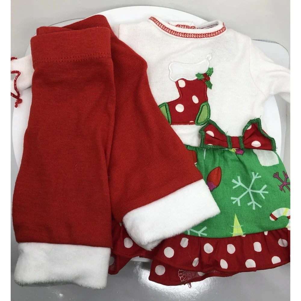 Doll Size Holiday Outfit Top Pants Ruffles Fits 18